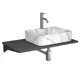 Комплект BAUEDGE BF1527: столешница кварц 80 см с кроншт, серый раковина Cerama 48x37, смеситель Dream нерж.сталь, выпуск и сифон Stil хром