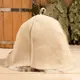 Шапка для бани из овчины Классика скорняжный шов бежевый