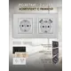 Розетка двойная с USB встраиваемая Arte milano SET16-2-47-1-40-1.silver с заземлением и шторками цвет серебро
