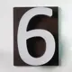 Адресная табличка на дом PINЛайт цифра "6" коричневая подложка c объемной холодной подсветкой