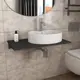 Комплект Bauedge BF1353: столешница кварц 80 см с кронштейном черный раковина Nimb 51x41, смеситель Dream нерж.сталь, выпуск и сифон Stil хром