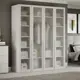 Шкаф распашной Трия 252736 180x217x58 см белый жемчуг/стекло сатин белое ЛДСП