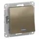 Переключатель встраиваемый Systeme electric AtlasDesign ATN000563 1 клавиша с подсветкой цвет шампань