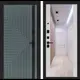Входная дверь Labirintdoors Кредор левый 205x88см цвет серо-зеленый с патиной/сандал белый с зеркалом ФЛЗ-1