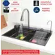 Мойка для кухни врезная Ceruttispa Gloria 75x46см глубина чаши 22см с дозатором нержавеющая сталь цвет черный