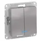Выключатель встраиваемый Systeme electric AtlasDesign ATN000353 2 клавиши с подсветкой цвет алюминий