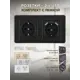 Розетка двойная с USB встраиваемая с рамкой Arte milano SET16-2-47-1-40-1.black с заземлением и шторками цвет черный