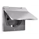 Накладка для розетки с заземлением со шторками и крышкой IP44 Ambrella volt Alfa AP5080 цвет сталь матовая