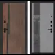Входная дверь Лабиринт Кармина правый 205x88см цвет орех американский с патиной/серый софт рельеф с зеркалом П32