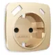 Накладка для розетки с заземлением и со шторками 2USB A+C Ambrella volt Omega OP6100 цвет шампань
