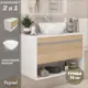 Тумба подвесная для ванной Teymi Ritta 75 см корпус белый фасад дуб с раковиной Diamond 48