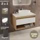 Тумба подвесная для ванной Teymi F11662 Ritta 85 см корпус дуб фасад белый с раковиной Lori 50