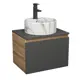 Комплект: тумба Bauedge Bau Dream Blackwood графит 60 1 ящик раковина круглая накладная Element D41 мрамор смеситель Hotel Black черный матовый