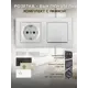 Розетка с выключателем встраиваемые с рамкой Arte milano SET06-2-30-1-40-1.silver с заземлением 1 клавиша цвет серебро