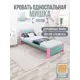 Кровать Solarius Мишка сплошное основание 80 x 80 x 210 см дерево цвет тиффани;розовый