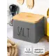 Емкость для хранения 1.5 л 14x11x11 см SALT с деревянной крышкой темно-серая