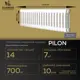 Радиатор Guardo Pilon 235 14 секций 300x654 мм. боковое подключение сталь цвет белый