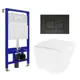 Комплект 3 в 1 инсталляция Enio Tecnico 52 + Унитаз подвесной BelBagno Due + кнопка черная матовая
