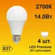 Набор ламп светодиодных Ecola Premium E27 14 Вт груша 1120 Лм теплый свет 4 шт