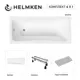 Ванна акриловая Helmken Luna 1G37098D59 140x70 комплект 4 в 1: прямоугольная ванна, ножки, серый подголовник и лицевой экран цвет белый