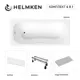 Ванна акриловая Helmken Edelva 58BS262644 150х70 комплект 4 в 1: прямоугольная ванна, ножки, серый подголовник и лицевой экран цвет белый