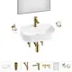 Раковина накладная для ванной Lavinia Boho Bathroom Sink 55x40 20219471R в комплекте: донный клапан, сифон, смеситель, вентили, зеркало цвет золото