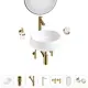 Раковина накладная для ванной Lavinia Boho Bathroom Sink 38x38 20219415R в комплекте: донный клапан, сифон, смеситель, вентили, зеркало цвет золото