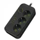 Удлинитель бытовой Amper JH-1074U-2B 3x0.75 2 м 3 розетки с заземлением 2500 Вт 4 USB Type-C цвет черный