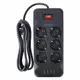 Удлинитель бытовой Amper JH-1076U-2B 3x0.75 2 м 6 розеток с заземлением 2500 Вт 4 USB 2 Type-C цвет черный