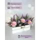 Цветочная композиция искусственная в деревянном ящике Подар.ОК Home 9x9x27 см цвет розовый/сиреневый/белый