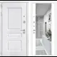 Входная дверь Labirintdoors Версаль 205x88см левый цвет белый софт/альберо браш серебро с зеркалом