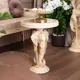 Круглый журнальный кофейный столик из мрамора Bogacho Джамбо бежевый со стеклянной столешницей ручная работа