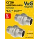 Американка прямая V&G Valogin 1/2"x1/2" НР латунь 2 шт VG-205801-2