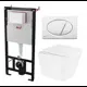Комплект 3 в 1 инсталляция AlcaPlast RU M70-0001 с унитазом подвесным BelBagno Due BB3103CHR/SC кнопка белая