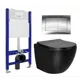 Комплект инсталляции 3 в 1: инсталляция Enio Tecnico унитаз подвесной Vincea Globo MB черный кнопка хром