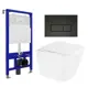 Комплект инсталляция с унитазом 3 в 1 инсталляция Enio Tecnico 52 унитаз подвесной BelBagno Due кнопка черная матовая Rettangolo