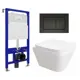 Комплект инсталляция с унитазом 3 в 1 инсталляция Enio Tecnico 52 унитаз подвесной Enio Vicino кнопка черная матовая Quadro