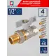 Кран шаровой с американкой прямой СТМ CWAFM012K04 DN15 PN30 1/2" НР-ВР латунь ручка бабочка