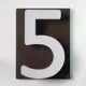 Адресная табличка на дом PINЛайт цифра "5" коричневая подложка c объемной холодной подсветкой