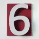 Адресная табличка на дом PINЛайт цифра "6" красная подложка c объемной теплой подсветкой