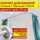 Карниз для ванной MrKarniz угловой Г образный 170x70 25 мм цвет хром