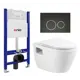 Комплект инсталляция с унитазом 3 в 1 инсталляция Enio Tecnico 50 унитаз BelBagno Loto BB070CHR/SC кнопка черная матовая, окантовка хром Rotondo
