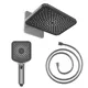 Комплект Vincea Inspire VSHD-3I4CGM,VSHN-3I4HGM: верхний душ с держателем, ручной душ с шлангом цвет вороненая сталь