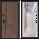 Дверь входная Лабиринт Кармина правый 205x96см цвет орех американский с патиной/сандал белый с зеркалом ФЛЗ-1