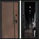 Дверь входная Лабиринт Кармина левый 205x88см цвет орех американский с патиной/черный кварц с зеркалом ФЛЗ-1