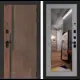 Дверь входная Лабиринт Кармина правый 205x88см цвет орех американский с патиной/бетон светлый с зеркалом П18