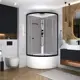 Душевая кабина Domani-Spa Simple 110 high 100x100x218 см высокий поддон, серые стенки, прозрачное стекло, графит профиль, Black accents