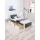 Кровать Solarius Мишка 90x80x210 см дерево с реечным основанием цвет темно-серый/белый