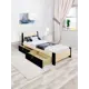 Кровать Solarius Мишка 100x80x210 см дерево со сплошным основанием цвет бежевый/черный оникс