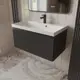 Тумба с раковиной для ванной Mebelvann Pulse 80 см подвесная цвет антрацит/серый